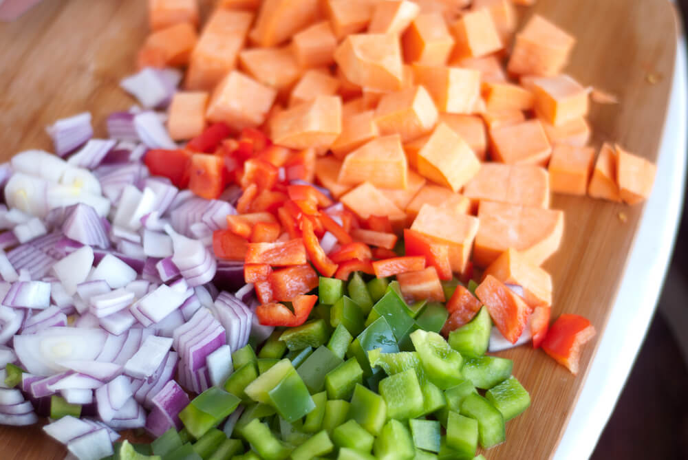 prepped veggies for sweet potato chili prepped veggies for sweet potato chili