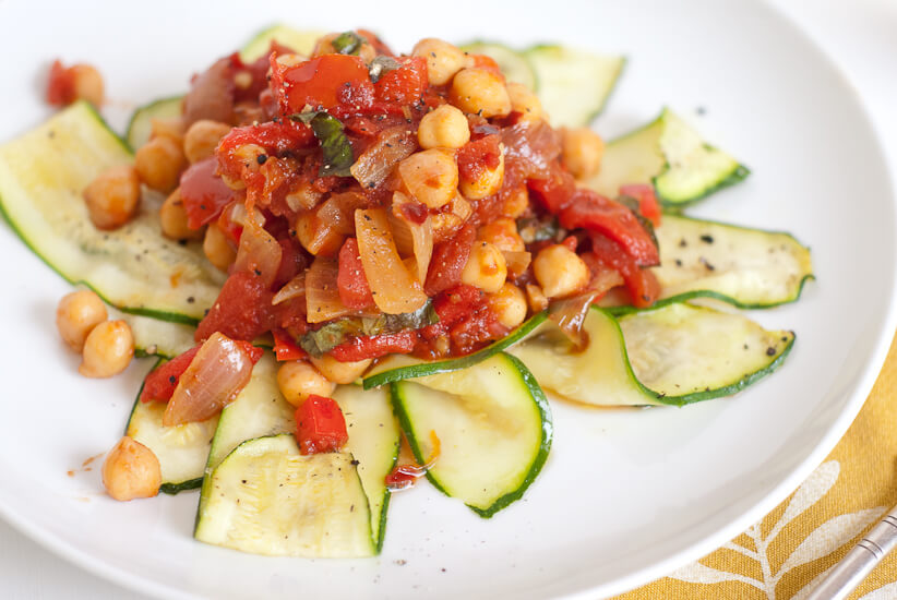 baked zucchini noodles with homemade arrabiata sauce and chickpeas baked zucchini noodles with homemade arrabiata sauce and chickpeas