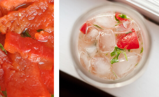 muddled red bell pepper, basil and lime juice muddled red bell pepper, basil and lime juice