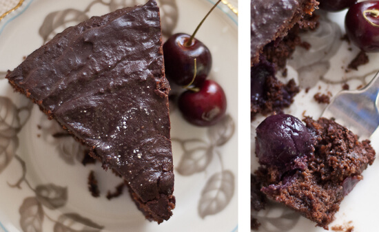 slice of cherry chocolate cake slice of cherry chocolate cake