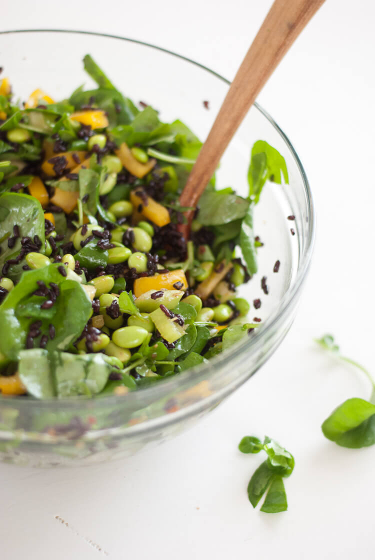 watercress and wild rice salad Watercress and Forbidden Rice Salad with Ginger Vinaigrette - cookieandkate.com