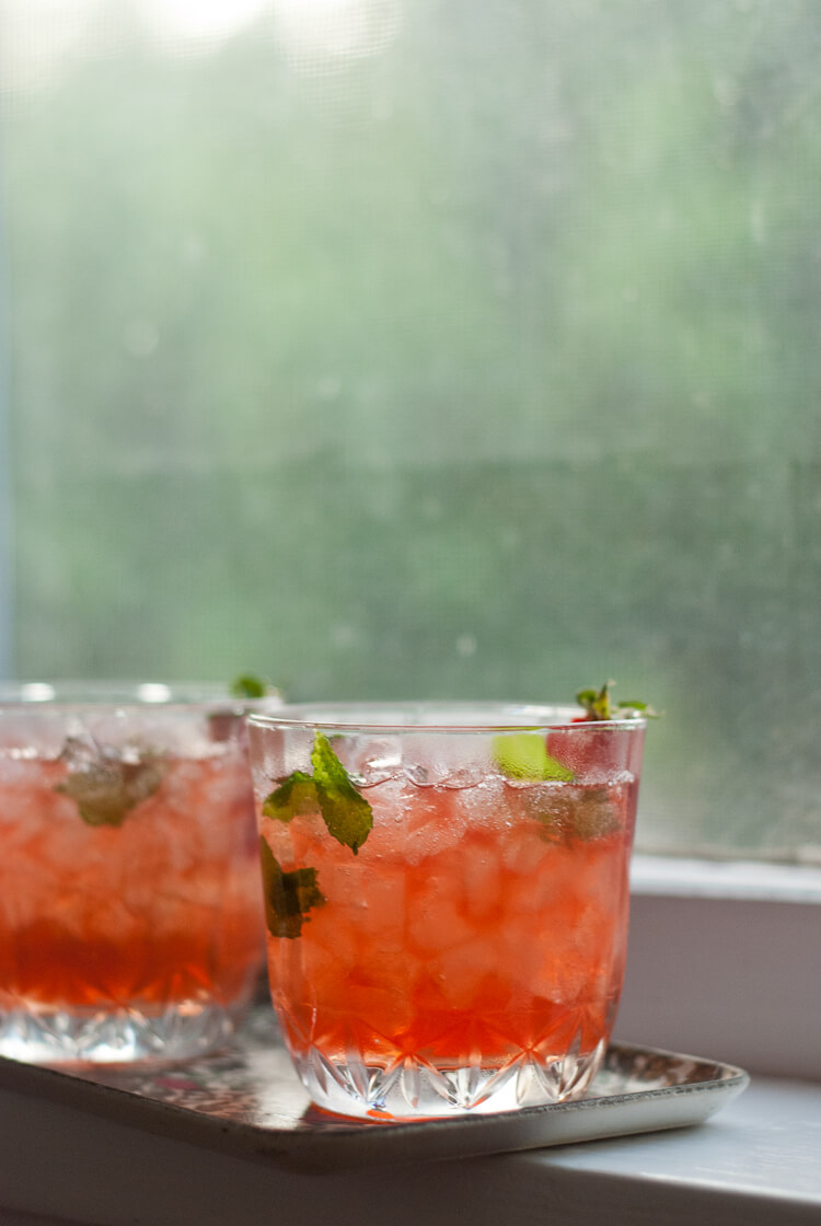 strawberry-infused mint julep strawberry-infused mint julep