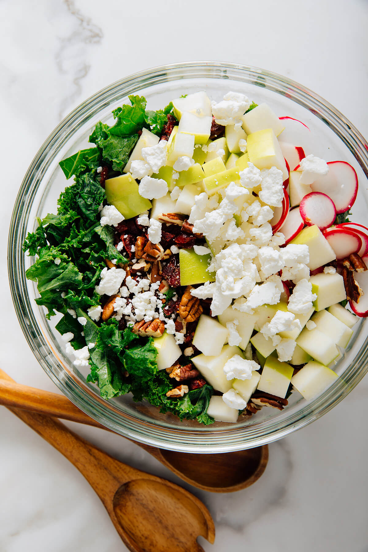 Deb's kale salad with apples and pecans before mixing