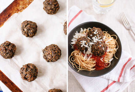 Lentil mushroom meatball recipe from cookieandkate.com Lentil mushroom meatball recipe