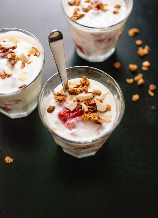 Strawberry rhubarb parfait recipe - cookieandkate.com