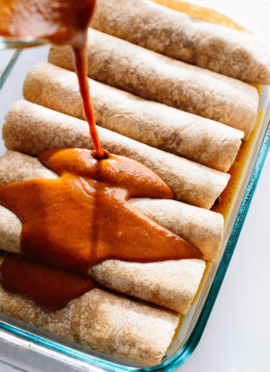 Red enchilada sauce, made from scratch, with authentic Mexican flavor! cookieandkate.com