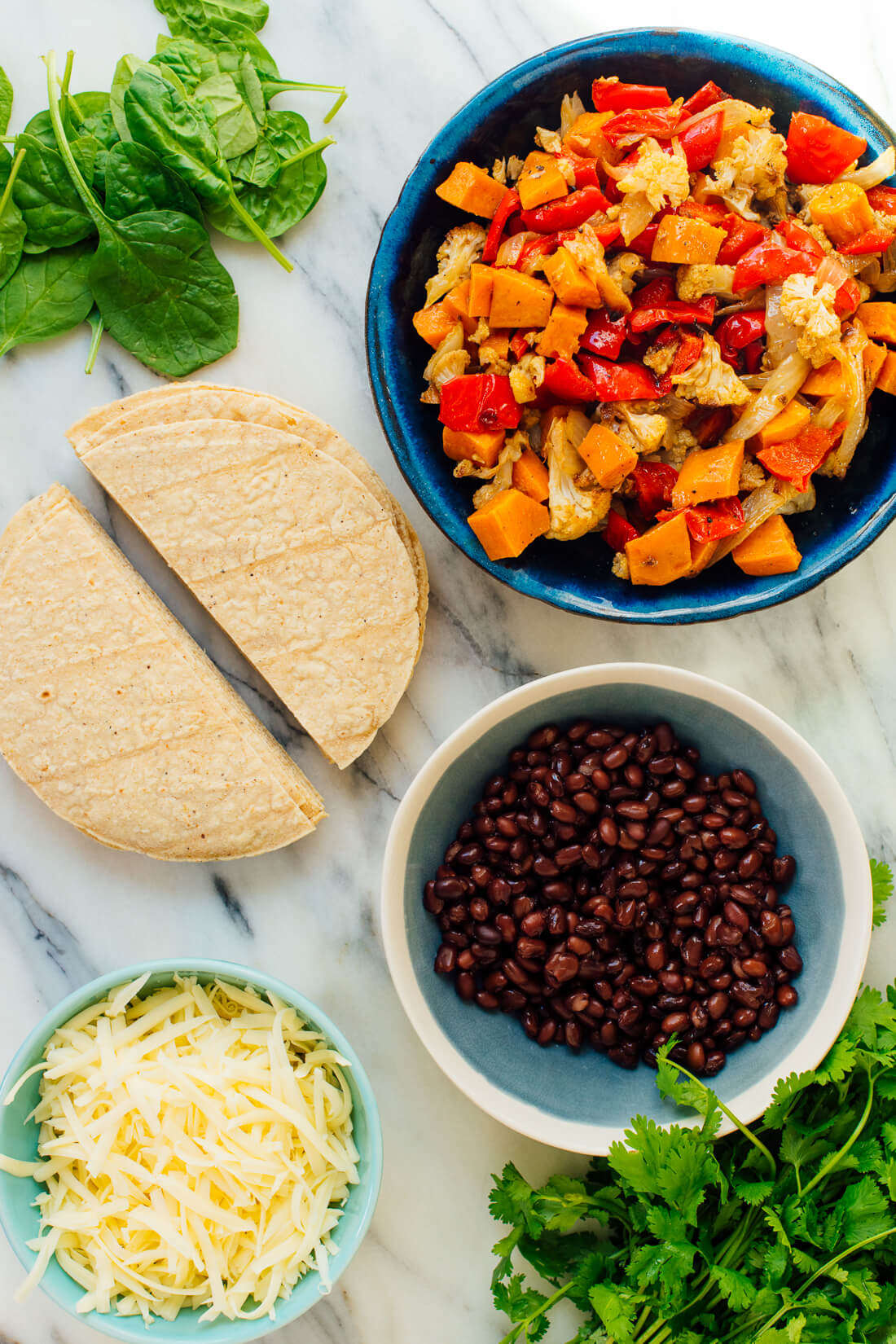 roasted vegetables and black beans