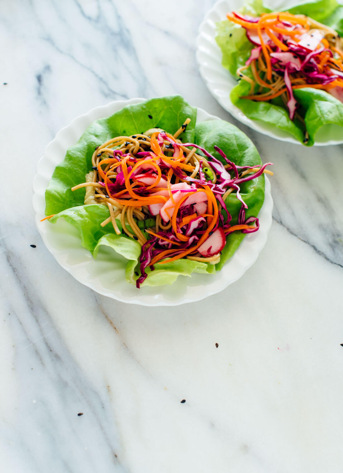 These veggie lettuce wraps are totally irresistible! They're good for you, too. Get the recipe at cookieandkate.com