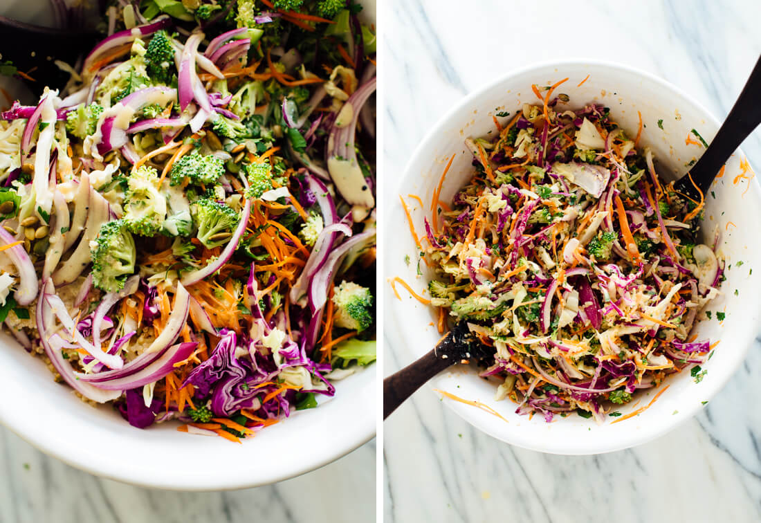 slaw mixed together