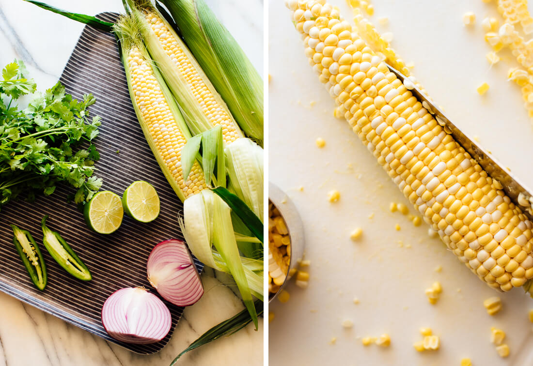 fresh corn, jalapeño, lime and red onion
