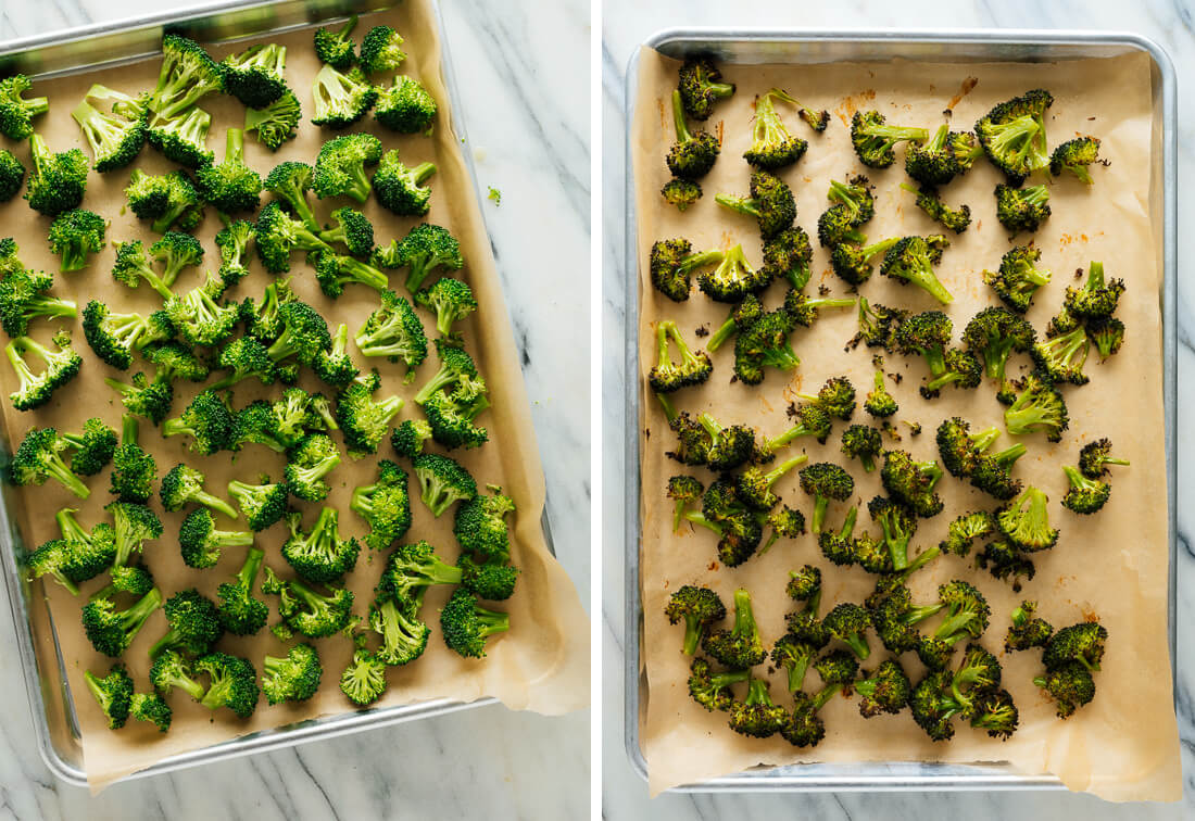 raw and roasted broccoli