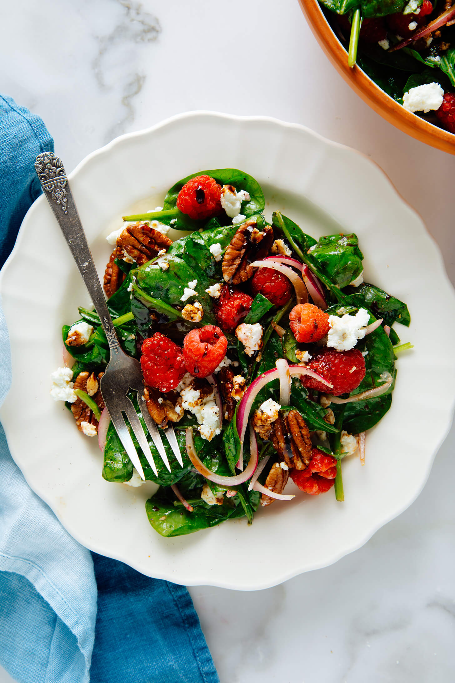 spinach salad on plate