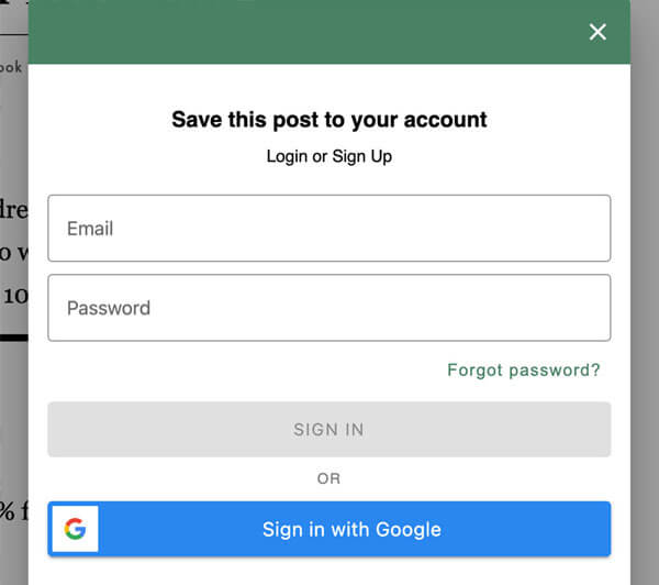 save recipe login
